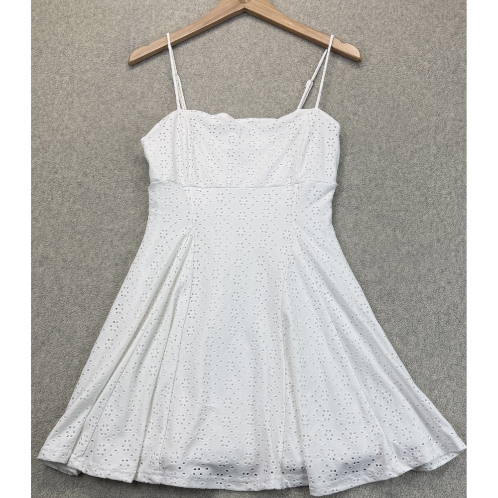 Windsor Womens Mini Dress White Sleeveless Embroidered Eyelet Cootagecore M